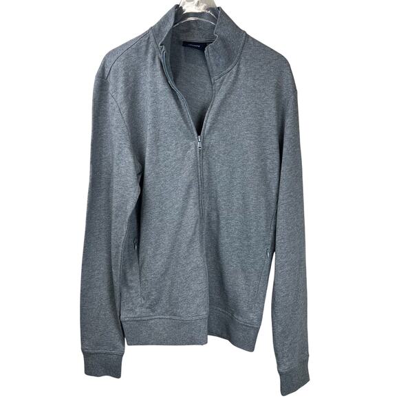 Armani Jeans Womens Full Zip Jacket Mock Neck Gray Long‎ Sleeve Size Large Logo - Picture 1 of 15